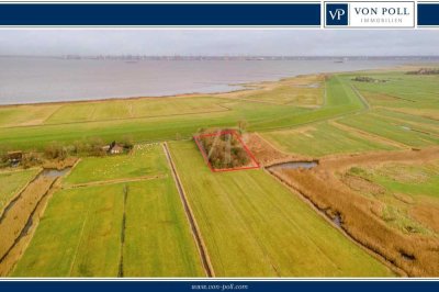 Sanierungsbedürftiges Haus direkt am Nordsee-Deich mit Blick auf die Nordsee und Bremerhaven