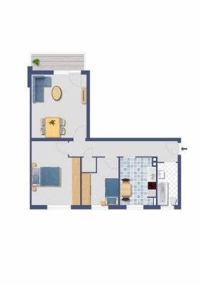 Kapitalanlage in Geesthacht: Vermietete 2,5-Zimmer-Wohnung im MFH, Balkon, ca. 65,46 m², prov.-frei