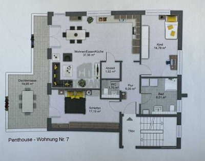 3 Zimmer Penthouse Wohnung 98qm Neuberg Ravolzhausen EBK