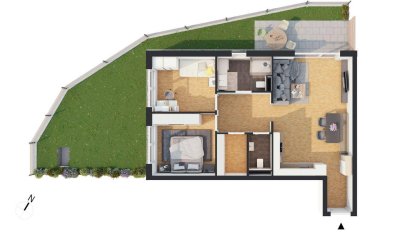 Hochwertige 3-Zimmer Neubau-Gartenwohnung (W03)