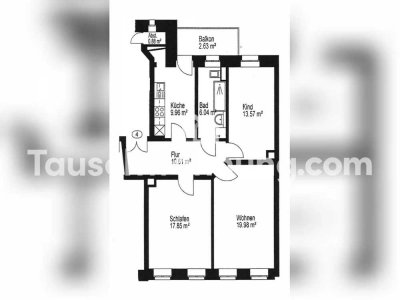 Tauschwohnung: Zentrale 3Z. Wohnung mit Balkon