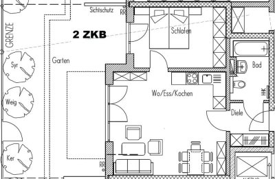 Moderne Neubau 2-Zimmer-EG-Wohnung mit Terrasse in Kissing