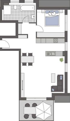 Raumwunder: Großzügige 2-Zimmer-Dachgeschoss-Wohnung mit großem Balkon