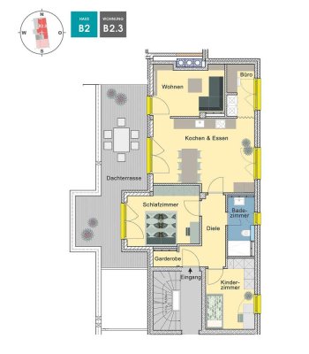 Dachterrasse und Westausrichtung - Durchdachter Grundriss | B2.3