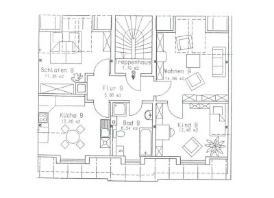 Gemütlich und  helle, 3-Raum Wohnung im DG