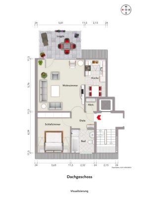 Dortmund Klinikviertel, 65 m² helle Dachgeschosswohnung mit Aufzug, großer Terrasse und Tiefgarage