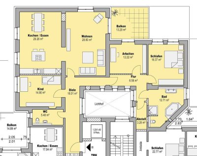 Großzügige 145 m² Wohnung auf einer Ebene mit Balkon