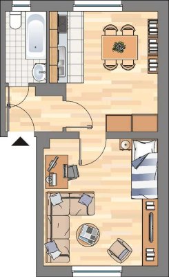 1-Zimmer-Wohnung in Herne Mitte, Besichtigungen möglich ab dem 15.2