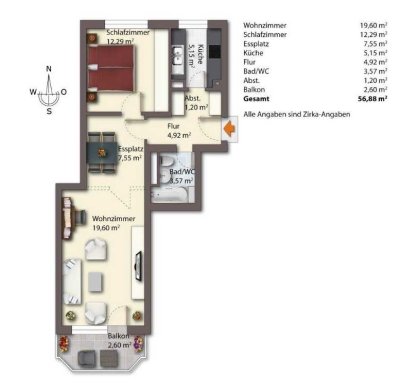 2-Zimmer-Wohnung mit Südbalkon, TG und EBK in Unterschleißheim