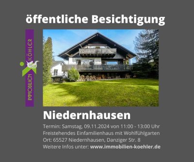 Sie suchen ein Einfamilienhaus mit Fernsicht, traumhaften Garten & Option einer ELW in Niedernhausen