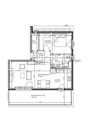 Stilvolle, neuwertige 2-Zimmer-Penthouse-Wohnung mit geh. Innenausstattung mit Balkon und EBK