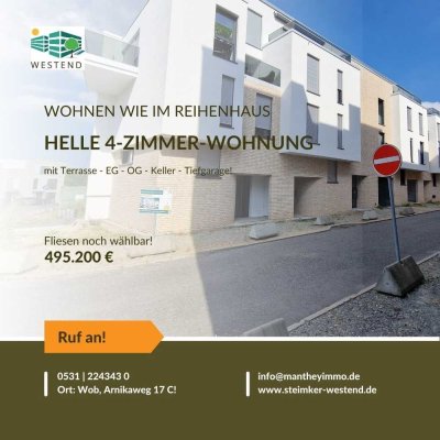 Wohnen wie in einem Reihenhaus: Helle 4-Zimmer m. gr. Terrasse!