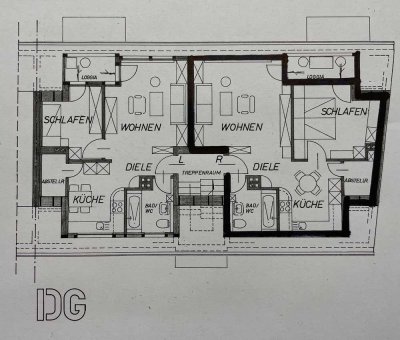 Lev.-Opladen: Penthouse-Whg.,  2-Zi., 60 m², Fußbodheiz., Parkett, Bw&Süd-Loggia, Bhf-Nähe ab 1.3.25