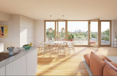 Prämierte Architektur: Traum Penthouse mit Dachgarten und großem Wohn- Eßbereich.