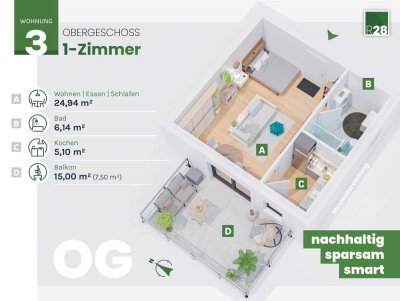 Kompakt und clever - Tolle Wohnung in Wachstumsregion (Wohnung 3)