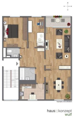 Mettmann-Stadtwald: 3-4 – Zimmer-Eigentumswohnung im  2. Obergeschoss eines gepflegten MFH