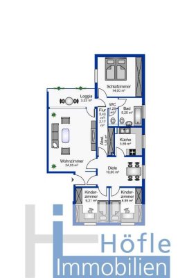 Für Kapitalanleger! 4,5 ZKB-Etagenwohnung, mit Loggia und Stellplatz in Heppenheim zu verkaufen