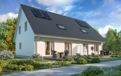 KFW 40 Scanhaus Doppelhaushälfte und Baugrundstück bei Lunden sichern.