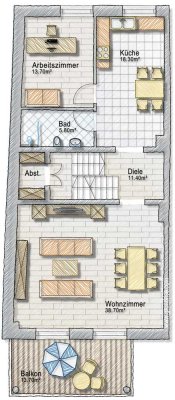 5-ETW-Maisonette-Wohnung  Balkon steuerlicher Afa nach §7h EStG.