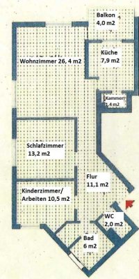 3-Zimmer-Wohnung mit gehobener Innenausstattung, Balkon und EBK