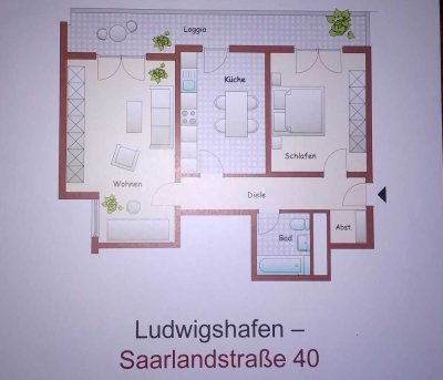 Ansprechende 2-Zimmer-Wohnung mit gehobener Innenausstattung mit Balkon in Ludwigshafen am Rhein