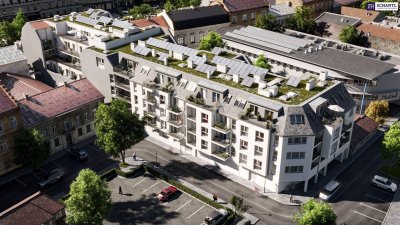 ZUM JUNGBRUNNEN! Großzügige 2 Zimmer-Wohnung mit viel Stauraum! Blick auf den schönen Hauptplatz! Beste Infrastruktur + Hochwertige Materialien + Garagenplatz optional!