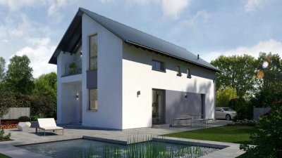 Haus mit durchdachtem Design und viel Raum mit einem Grundstück berechnet!