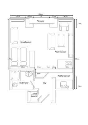 Geräumige, möblierte 1-Zimmer-EG-Wohnung mit Terrasse und EBK in Northeim