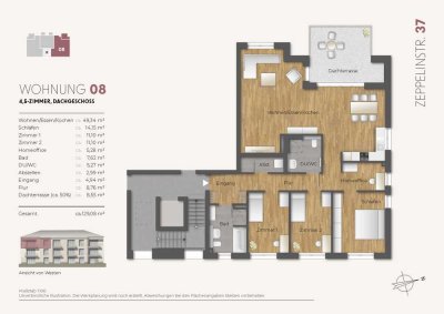 4,5 - Zi. Neubau-Dachgeschosswohnung (Whg. 08)