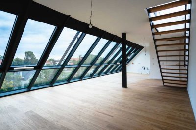 Neubau Penthouse: Panorama-Fensterfront, Fußbodenheizung, Dachterrasse, Fahrstuhl, Energieklasse A