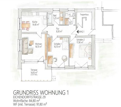 Erstbezug nach Generlsanierung: helle, freundl. 3,5-Zimmer-WHG  in Perach