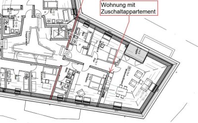 Exklusive 3-Zimmer  Wohnung + Zuschalt-Appartement mit Logia