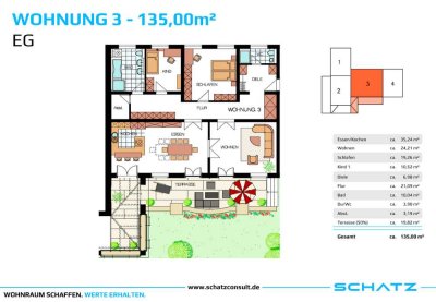 �️Sanierte denkmalgeschützte 4 Zimmerwohnung mit Gartenanteil I � Wohnen im Naturpark I Nr. 3