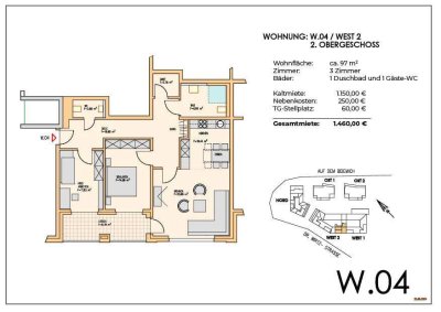 Wohnung W.04: Moderne 3-Zimmer-Wohnung mit Loggia im barrierefreien Neubau Kleverhof!