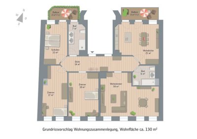 ZWEI zu EINS!!! 2 Wohnungen zum möglichen späteren zusammenlegen zur Etagenwohnung