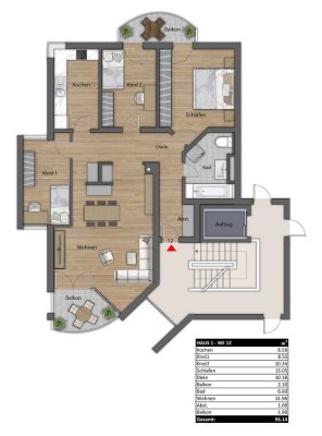 Erstbezug nach Sanierung: ansprechende 4-Zimmer-Wohnung mit Einbauküche und Balkon in Kolbermoor