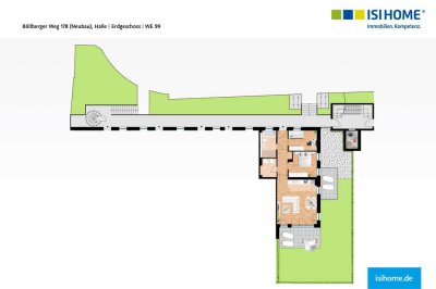 Gartenanteil und Blick auf die Saale - 3-Zimmer-Neubauwohnung - WE98