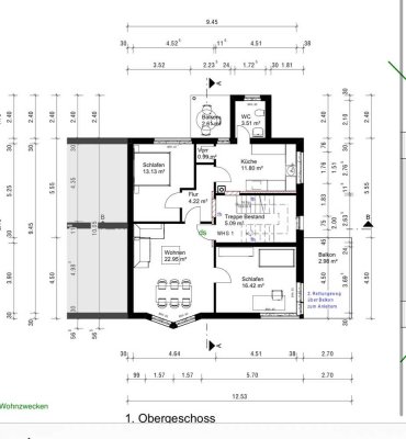 Modernisierte 3-Raum-Wohnung mit Balkon in Preußisch