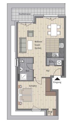 Penthouse 2-Zimmer-Wohnung / Einbauküche / Teilmöbliert