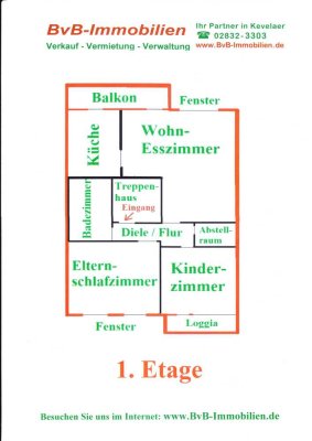 Kevelaer - 1. Etage mit Balkon - ca. 84 m² - 3 Zimmer - Niederrhein - Geldern - Goch - Weeze - Kleve