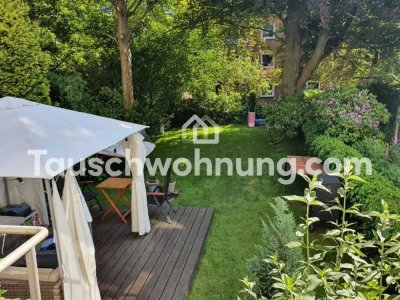 Tauschwohnung: Helle 3-Zimmer Wohnung 92qm mit 100qm Garten+Balkon+Terrasse