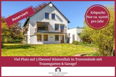 Reserviert: Viel Platz auf 3 Ebenen! Küstenflair in Travemünde mit Traumgarten & Garage!