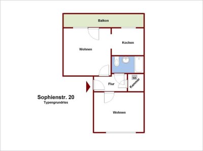 Schöne 2 Raum-Wohnung mit Balkon und Badewanne