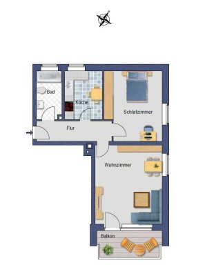 2-Zimmer-Wohnung mit Balkon in 30559 Hannover Anderten