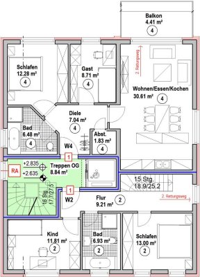 Neubau 3-Zi Eigentumswohnung Nr. 4 mit 71,36m² im 1.OG in Mettlach-Keuchingen