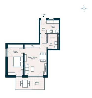 Erstbezug: Moderne 2-Zimmer-Wohnung mit Balkon in Zirndorf