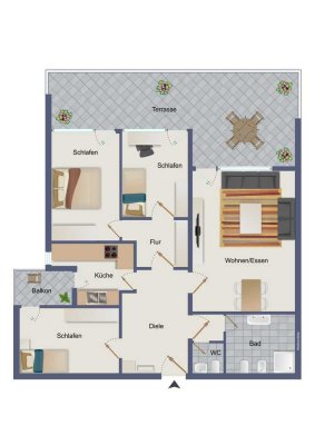 Terrassenwohnung - Eintreten und Wohlfühlen