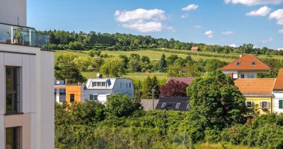 Balkonwohnung mit Bisamberg-Blick - Schwimmbad und Sauna im Haus