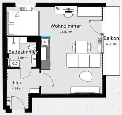 Einzigartige Kapitalanlage | Komplett saniertes 1,5-Zi-Apartment mit Balkon | inkl. Ausstattung