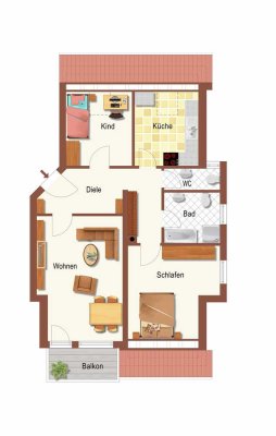 Niedriges Hausgeld! 3-Zimmer-Wohnung, Balkon und Extra-Zimmer im Dachgeschoss. Sofort bezugsfrei!